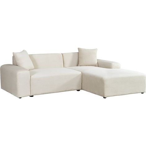 HOME DELUXE Ecksofa AMELIO Cord - Beige Rechts - 240 x 178 cm I Modernes Wohnzimmer-Sofa mit Ottomane  ecksofa cord, cord ecksofa modern, ecksofa cord stoff
