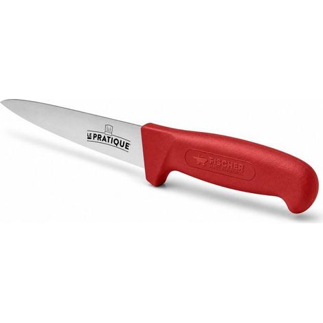 Couteau de boucher LE PRATIQUE 17 cm à saigner manche ergonomique anti-dérapant polypropylène rouge (1/4)