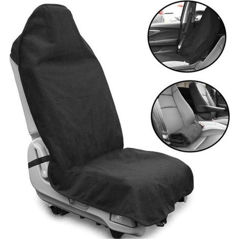 Housse de Siege Avant Voiture Universelle, Imperméable, Antidérapante et Absorbant Sueur, Lavable en Machine Fait de Serviette Conf (1/4)