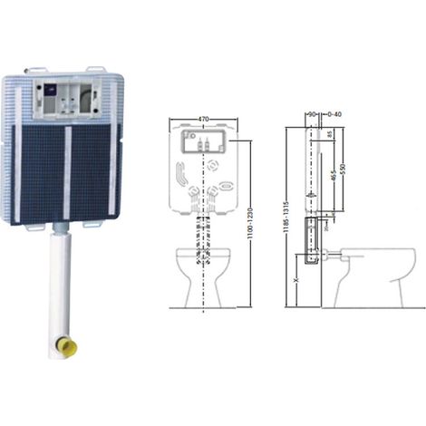 Cassetta Idea Blu Air - Wc a Pavimento - TODINI - Singolo Scarico - Senza Placca - Scarico Ad Azionamento Pneumatico/Meccanico
