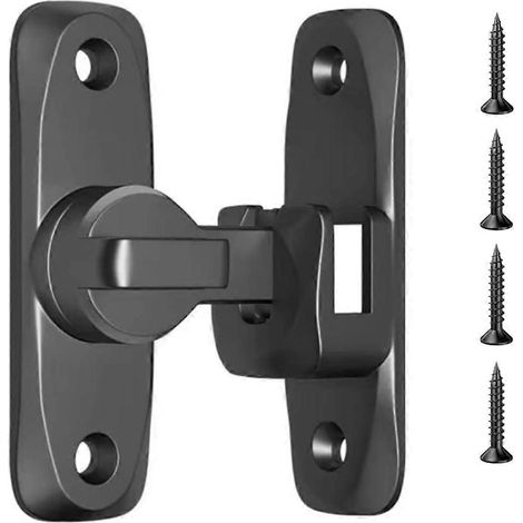 Verrou de porte coulissante à angle 90/180°. Pêne antivol robuste en alliage de zinc. (Noir) (1/5)