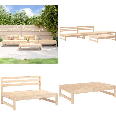 4-tlg. Garten-Lounge-Set Massivholz Kiefer - Gartensessel - Gartenmöbel - Loungesessel - Rattan Möbel - Holzmöbel - Home & Living (1/5)