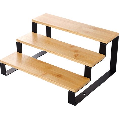 Étagère à épices à 3 niveaux, étagère de comptoir pour armoire de cuisine, placard, garde-manger, métal, noir (1/4)