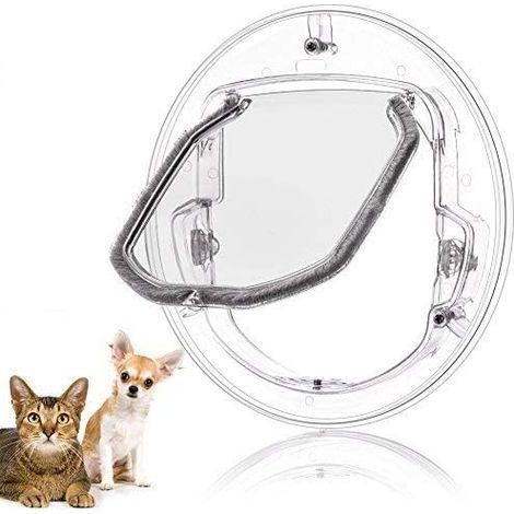 JSSEVN - Round Double Glazed Cat Flap - 4-Way Cat Door, Small Pet Door with Glass Window for Cats and Small Dogs (1/5)