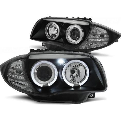Scheinwerfer Dual Halo Felgen BMW 1 E87/E81/82/88 04-11 ANGEL EYES BLACK