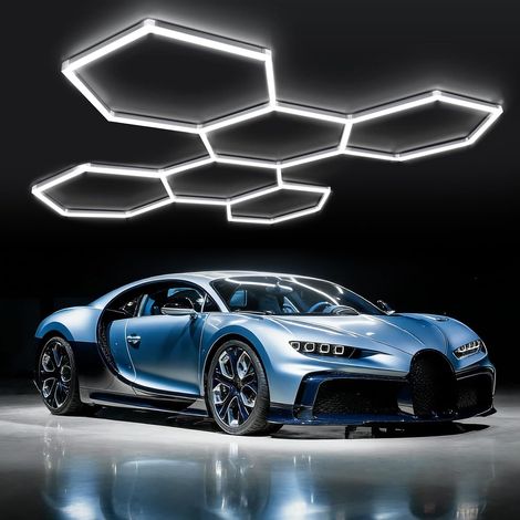Plafonnier LED hexagonal pour garage-24pcs lot de tubes lumineux, éclairage de plafond LED super lumineux 192W 6500K pour garage, entrepôt, atelier, salle de sport, sous-sol, salle de lavage (5-Hex) (1/5)