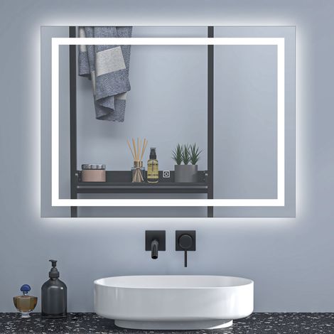 SKY Bathroom Wall-mounted LED Mirror with Anti-Fog Technology & Smart Memory LED Lighting – Dimmable white Color, IP44 Waterproof Design, 100x60cm (1/5)