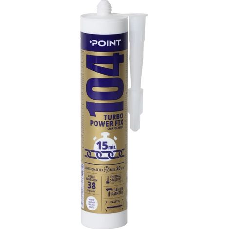 Hybridkleber POINT 104 Turbo – weiß, Hochleistungsqualität, schnelle & starke Fixierung – für viele Materialien, Innen-/Außenbereich – 290 ml