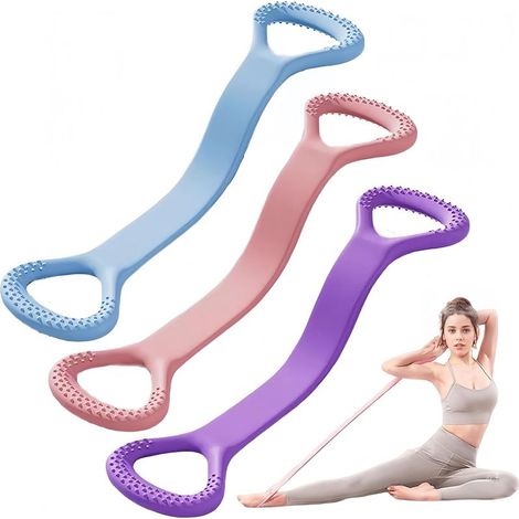 Lot de 3 bandes de résistance en forme de 8 bandes de résistance pour entraînement à domicile, bandes d'exercice Pilates étirables, bandes (1/5)