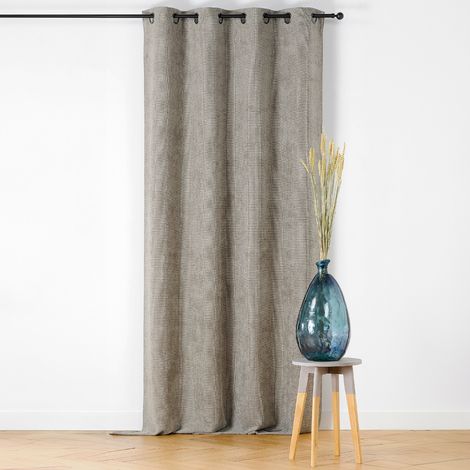 Rideau velours plat à oeillets Gris 145x260 cm (1/3)