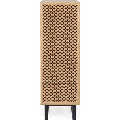 Chiffonnier 5 Tiroirs Diamants "Camden" 123cm Naturel (1/5)