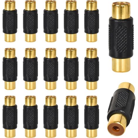 Lot de 16 Adaptateur RCA Femelle vers Femelle Plaque Or, Coupleur Audio Video pour Cable Jack RCA, Prise RCA Double Cinch pour Amplificateur, Home Cinema et Console (1/5)