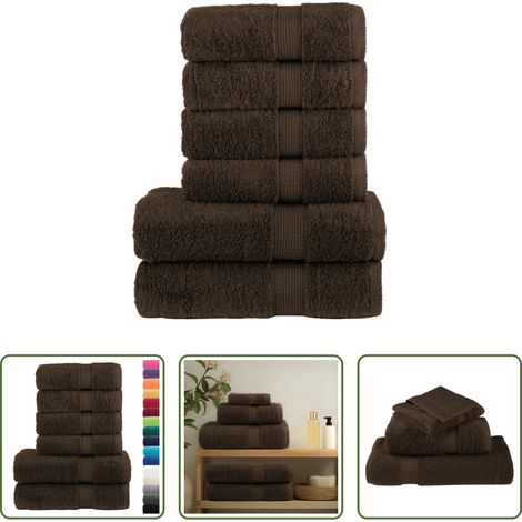 vidaXL Baumwolle - 6 tlg. Premium-Handtuch-Set SOLUND Braun 600 g/m² (1/5)