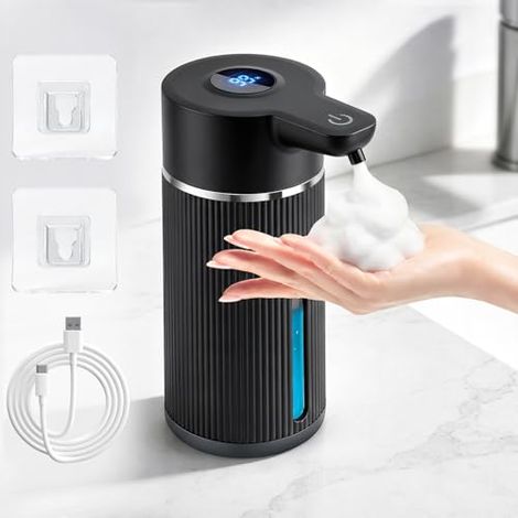 420ml Distributeur Savon Automatique Mousse Mural avec LCD Écran - Noir (1/5)