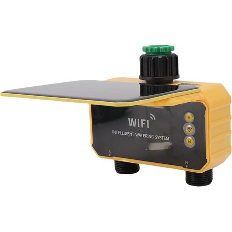 GARRYFIZH ‌Programmateur d’arrosage solaire WiFi 2 sorties – Irrigation automatique avec détection pluie pour jardin‌ – Économie d’eau intelligente