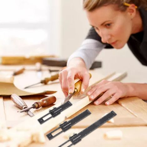 Multifunktionales Anreißlineal für die Holzbearbeitung, T-Lineal aus Aluminiumlegierung, Anreißwerkzeug für die Holzbearbeitung, multifunktionales Messlineal, Messschieber (1/5)
