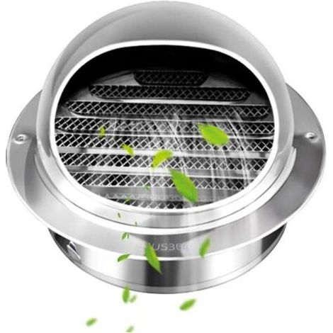 120mm Grille d'Aération Ronde Grille Ventilation Hotte, Bouchon Rond en Acier Inoxydable 304 Avec/Maille (1/4)