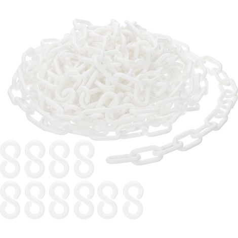 Maillons chaîne plastique, Chaînes sécurité 30 pieds, Chaînes plastique blanches pour barrières, contrôle foule, files d'attente, parkings, portails, concerts et décoration (1/5)