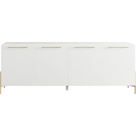 Buffet 4 portes laqué blanc pieds et poignées métal doré - CARAT (1/3)