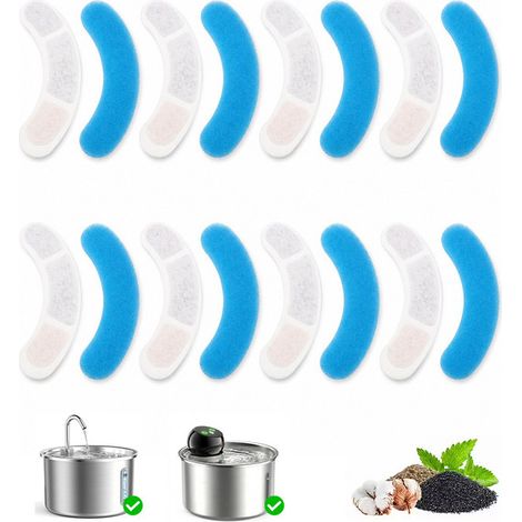 8 Filtres de Rechange pour Fontaine à Eau Chat et Chien, Filtration 4 Étapes avec Éponge, Tissu Filtrant, Charbon Actif et Échangeur d’Ions, 11 × 2,7 × 1 cm (1/5)