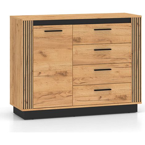 Bufé 1 puerta 4 cajones Solal Madera y Negro (1/5)
