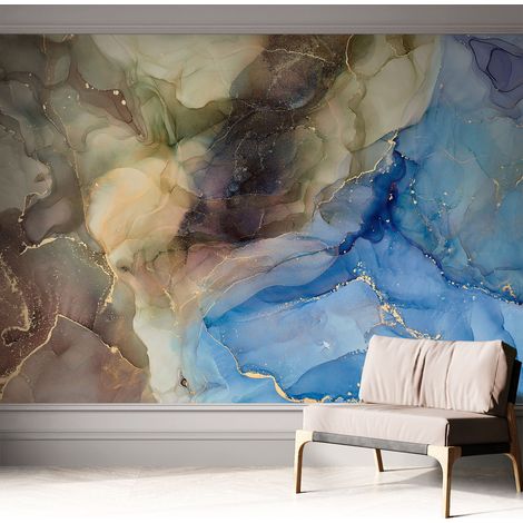Papier peint adhésif décoratif avec colle pour salon chambre et bureau Installation rapide Abstrait coloré 312x219 cm (1/5)