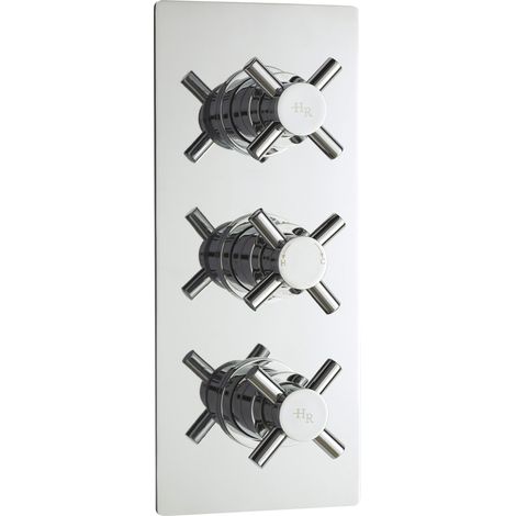 Hudson Reed Kristal Crosshead Concealed Shower Valve Triple Handle - Chrome