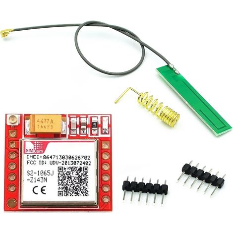 Carte Adaptateur GPRS GSM Module, Module de Breakout TTL Interface sérielle 3.74.2V Quadri-Bande 850/900/1800/1900MHz Slot Carte SIM embarqué avec antenne (1/5)