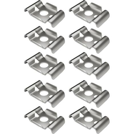Fissaggi per rete metallica in acciaio inossidabile, 10 pezzi, clip rigide per filo metallico, supporti per mensole e fissaggi per uso esterno in giardini, cortili, fattorie, vialetti e patii. (1/5)