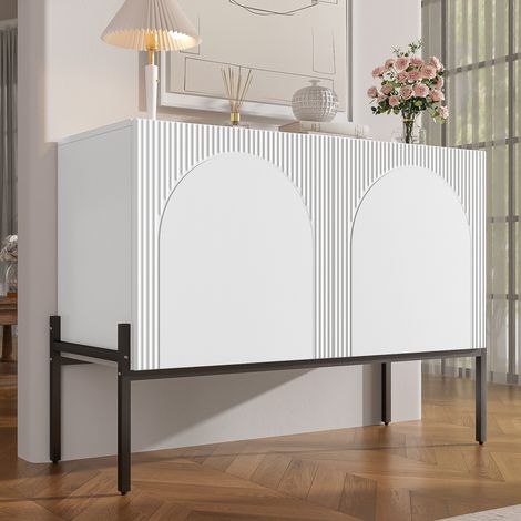 Aparador 2 puertas con almacenaje blanco 100 cm OKMYHOME (1/5)