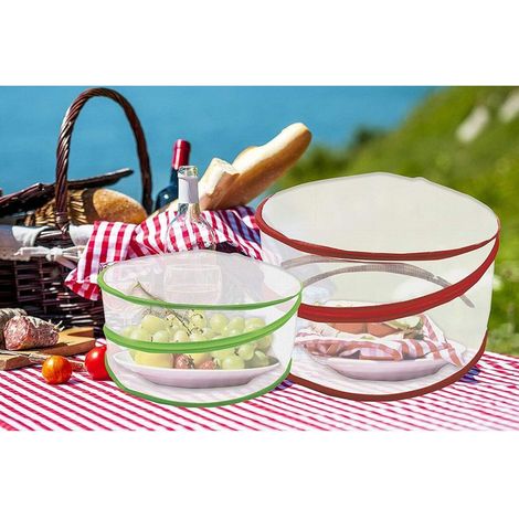 Lot de 3 Couverture de Nourriture en Maille Pliante - Cloche Alimentaire Pop-up Réutilisable pour Cuisine Pique-Nique BBQ en Plein Air Protection pour Plats Boissons Contre Insecte et Mouches (1/4)