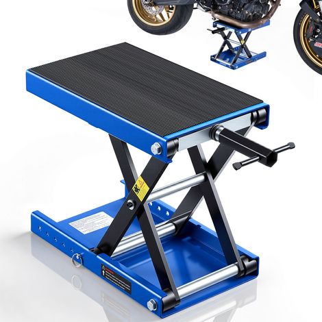 Cric de Moto à Ciseaux, Pont Élevateur Compact Charge 499 kg Plage de Levage 9,5-34 cm, pour Entretien Motocross, Lève Moto en Acier, Table Élevatrice Plateau Large et Goupille de Verrouillage (1/5)