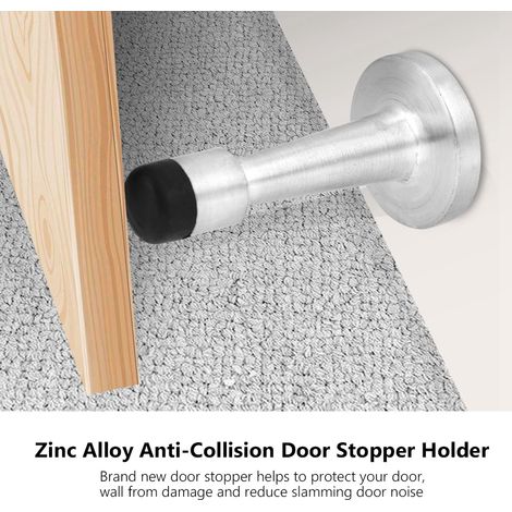 Bouchon de porte antidérapant en alliage de zinc et caoutchouc, butée anti-choc, accessoire pour maison hôtel bureau, finition brossée (1/5)
