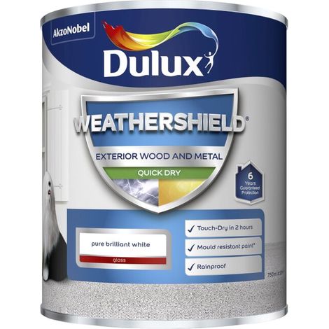 Dulux Weathershield Quick Dry Gloss - 750ml - Pure Brilliant White