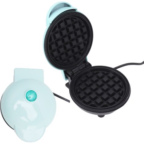 Mini gaufrier antiadhésif double face rond multifonctionnel pour petits-déjeuners, toasts et sandwichs, prise ronde BRA 110 V bleu (1/5)