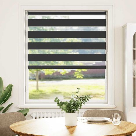 Maison Exclusive - Estor cebra negro 100x100 cm tejido ancho 95,9