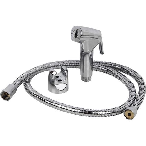 COFAN kit grifo de ducha cromado con pulsador+colgador+flexo