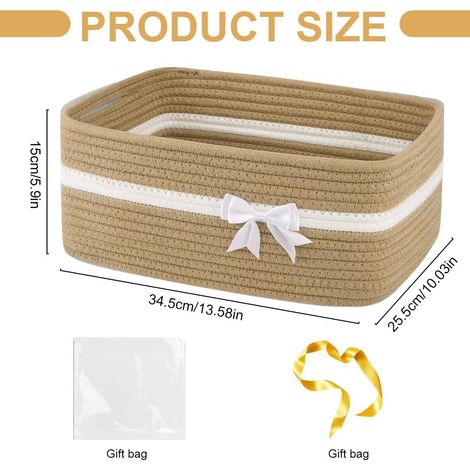 Leerer Geschenkkorb (34 x 25 x 15 cm), geflochtener Korb mit Geschenktüten und Bändern, leerer Präsentationskorb für Weihnachten, Geburtstag, Hochzeit, dekorativer Aufbewahrungskorb (1/5)