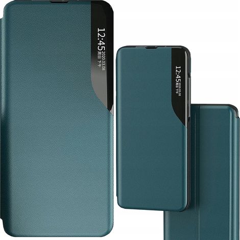 Funda elegante tipo libro de piel ecológica con función de soporte para iPhone 13 Pro Max, color verde. (1/5)