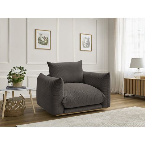 BOBOCHIC - Fauteuil ERNEST tissu velours côtelé Taupe (1/5)