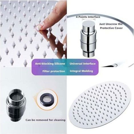 Pommeau De Douche - Acier Inoxydable - Anti-Calcaire - Économie D Eau - Pour Salle De Bains - 1 Pièce (1/4)