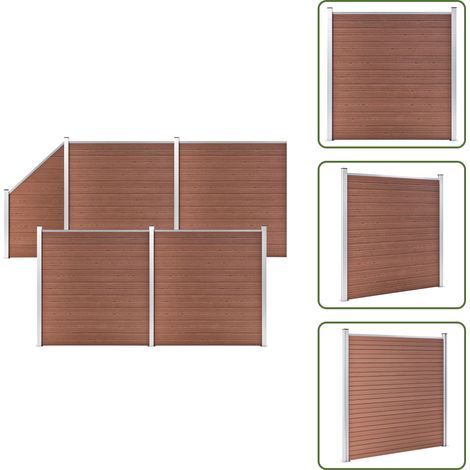 Recinzione in legno plastica - vidaXL Pannelli Recinzione 4 Quadrati 1 Inclinato 792x186cm Marrone - Recinzione in alluminio