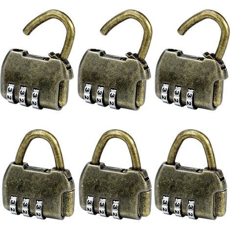 6 Pièces Cadenas à Code Rétro - Serrure à Combinaison 3 Chiffres - Antivol Vintage Pour Porte Extérieure - Sécurité Sans Clé (1/5)