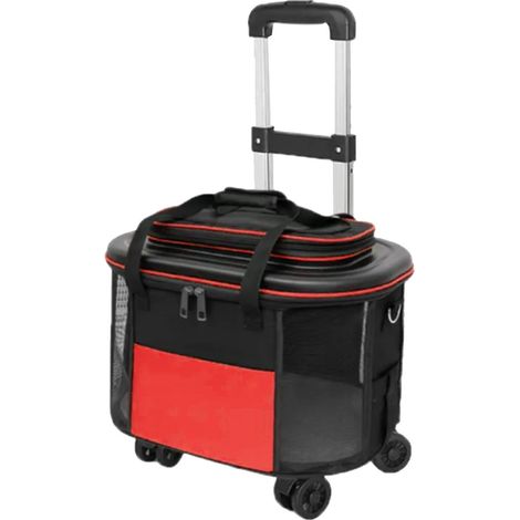 Valise à roulettes Portable pour animaux de compagnie, porte-chien et chat respirant, avec valise à roulettes pour sortir et voyager, rouge (1/5)