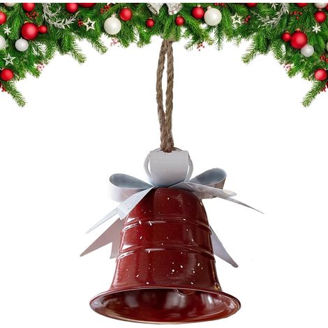 Pendentif cloche de Noël avec nœud, grande cloche décorative en fer forgé (1/5)