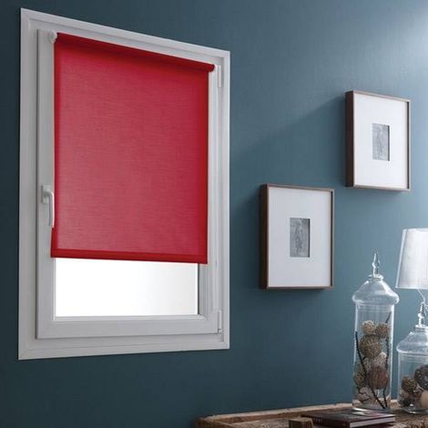 Store enrouleur tamisant sans percer - Rouge cerise - L91 x H170cm (1/4)
