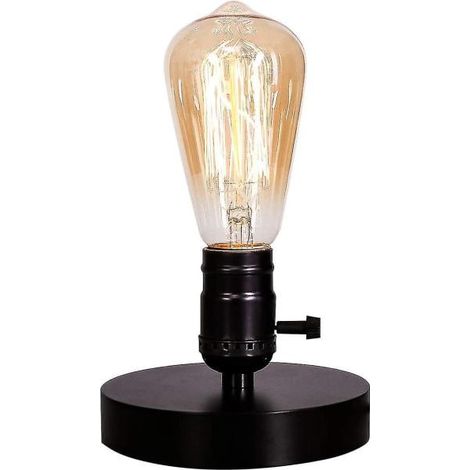 Douille de lampe de chevet rétro E26 E27, petite lampe de table industrielle avec prise marche/arrêt (1/5)