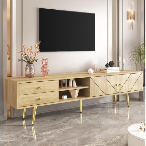 Mueble TV con cajones y patas doradas efecto madera OKMYHOME (1/5)
