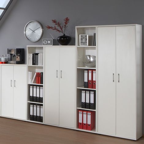 Aktenschrank Set STETTIN-16 weiß, 3 Aktenschränke, 2 Aktenregale, B x H x T: ca. 275 x 182 x 34 cm (1/2)