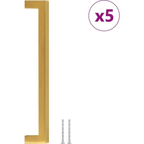 vidaXL Tiradores para armarios 5 uds acero inoxidable dorado 192 mm (1/2)